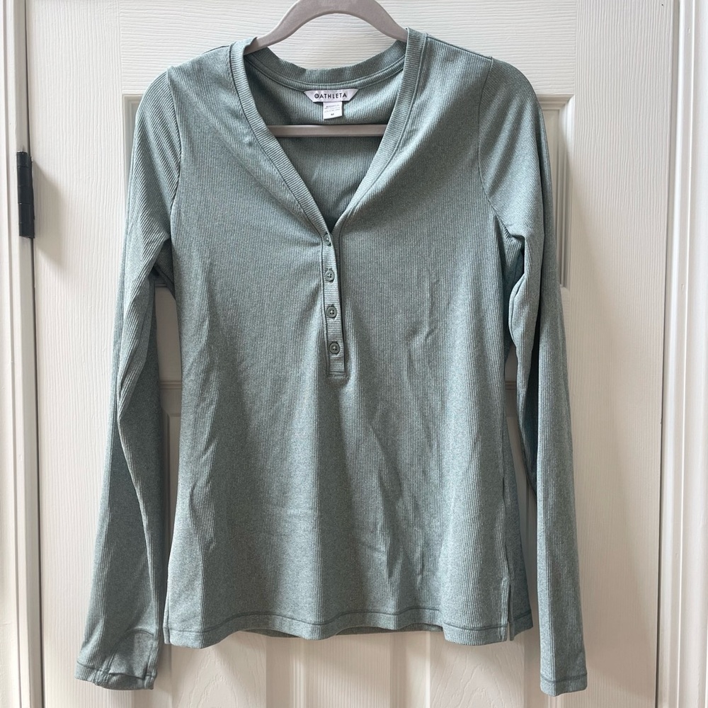 Athleta Ribbed Henley Top